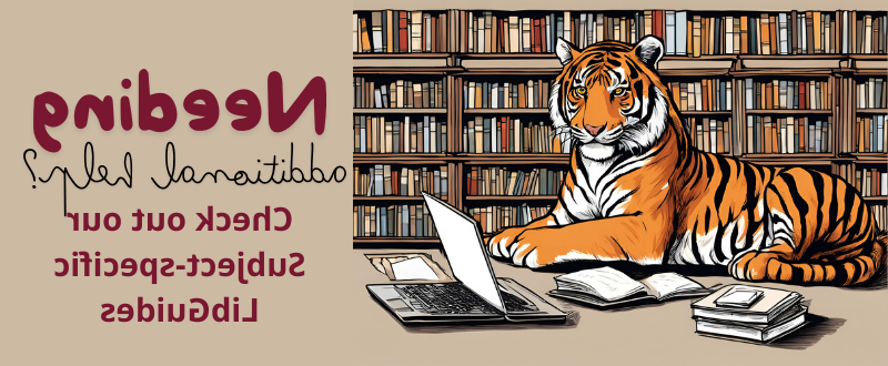 A tiger studying on a laptop with a stack of books 和 a bookcase in the background, 强调研究和学习的